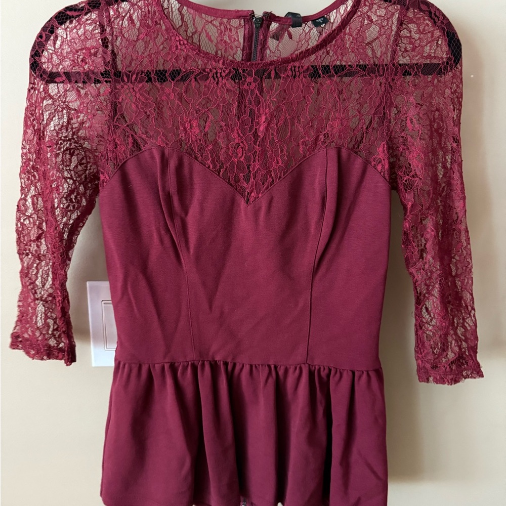 Guess Burgundy Lace Blouse